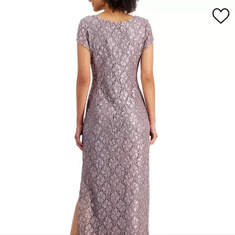 Rose Sequined Mother of Bride/Groom Sheath Column Dress V-Neck Sz 10 - Picture 10 of 12